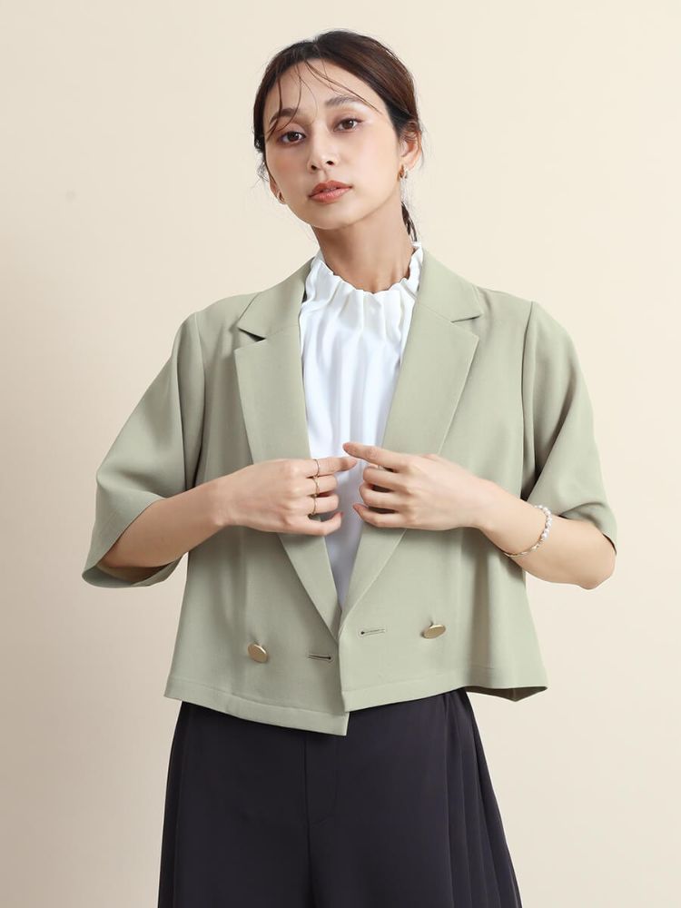 新品*✴ヤマダヤ　FENNEL✴*ツイードジャケット　ホワイト✕ブルー　38 ミックスツイードノーカラージャケット - FENNEL - FENNEL