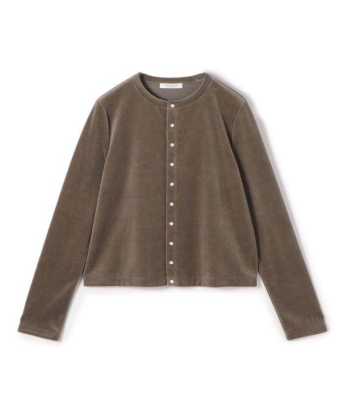 【MACPHEE】コットンポリエステルベロア クルーネックカーディガン MACPHEE 【MACPHEE】コットンポリエステルベロア クルーネック
