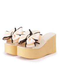 Lace Ladies/レースレディース Lace Ladies ビッグリボン パイピング 厚底 ウエッジ サンダル/506297542