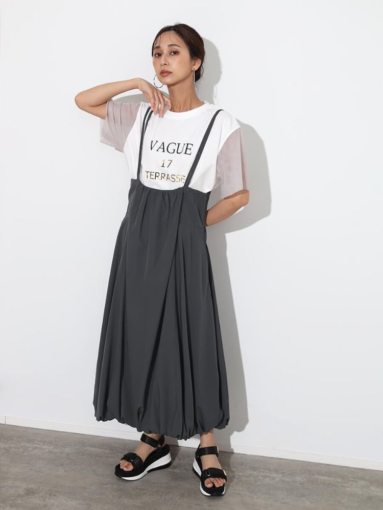 スコットクラブ Ample(アンプル) 異素材パネルジャンパースカート