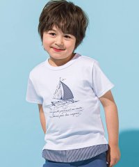 BeBe/ヨットパッチ刺しゅうレイヤード風半袖Tシャツ(90~150cm)/506208060