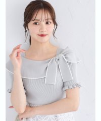 tocco closet/トッコクローゼット tocco closet リボン付き配色ライン入りオフショルリブニットプルオーバー/506346537