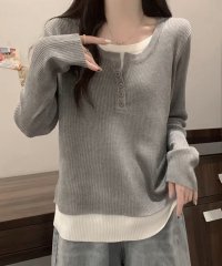 Dewlily/デューリリー Dewlily レイヤード風ドッキングシャツ レディース 10代 20代 30代 韓国ファッション カジュアル 春 秋 シンプル 可愛い トップス/506358277