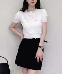 shoppinggo/ショッピングゴー shoppinggo 夏服 新作 サマーニットトップス 2color＆3type ブローチ Tシャツ レディース きれいめ ショート丈トップス/506359807