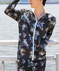 TopIsm/トップイズム TopIsm ラッシュガード メンズ 水着 パーカー ジップアップ 指穴付き ストレッチ 長袖 総柄 ボタニカル柄 リーフ柄 ボーダー 無地 スイ/506360230