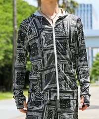 TopIsm/トップイズム TopIsm ラッシュガード メンズ 水着 パーカー ジップアップ 指穴付き ストレッチ 長袖 総柄 ボタニカル柄 リーフ柄 ボーダー 無地 スイ/506360230