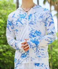 TopIsm/トップイズム TopIsm ラッシュガード メンズ 水着 パーカー ジップアップ 指穴付き ストレッチ 長袖 総柄 ボタニカル柄 リーフ柄 ボーダー 無地 スイ/506360230
