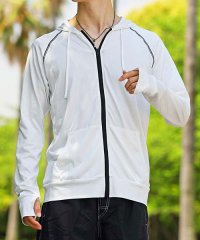 TopIsm/トップイズム TopIsm ラッシュガード メンズ 水着 パーカー ジップアップ 指穴付き ストレッチ 長袖 総柄 ボタニカル柄 リーフ柄 ボーダー 無地 スイ/506360230