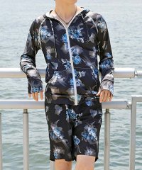 TopIsm/トップイズム TopIsm ラッシュガード メンズ 上下セット 水着 パーカー ジップアップ 指穴付き ストレッチ 長袖 総柄 ボタニカル柄 ボーダー 無地 ス/506360231