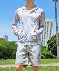 TopIsm/トップイズム TopIsm ラッシュガード メンズ 上下セット 水着 パーカー ジップアップ 指穴付き ストレッチ 長袖 総柄 ボタニカル柄 ボーダー 無地 ス/506360231