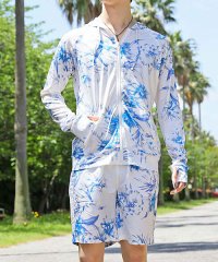 TopIsm/トップイズム TopIsm ラッシュガード メンズ 上下セット 水着 パーカー ジップアップ 指穴付き ストレッチ 長袖 総柄 ボタニカル柄 ボーダー 無地 ス/506360231