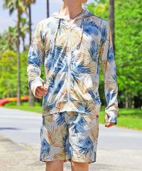 TopIsm/トップイズム TopIsm ラッシュガード メンズ 上下セット 水着 パーカー ジップアップ 指穴付き ストレッチ 長袖 総柄 ボタニカル柄 ボーダー 無地 ス/506360231
