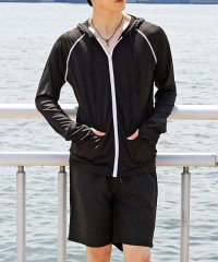 TopIsm/トップイズム TopIsm ラッシュガード メンズ 上下セット 水着 パーカー ジップアップ 指穴付き ストレッチ 長袖 総柄 ボタニカル柄 ボーダー 無地 ス/506360231
