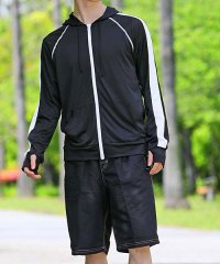 TopIsm/トップイズム TopIsm ラッシュガード メンズ 上下セット 水着 パーカー ジップアップ 指穴付き ストレッチ 長袖 総柄 ボタニカル柄 ボーダー 無地 ス/506360231