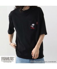  PEANUTS/ピーナッツ PEANUTS スヌーピー オラフ ポケット ドロップショルダー Tシャツ 刺繍 SNOOPY PEANUTS/506057678