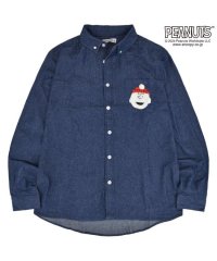  PEANUTS/ピーナッツ PEANUTS スヌーピー デニムシャツ デニム ヒッコリー 長袖シャツ ポケット ワンポイント SNOOPY/506058300