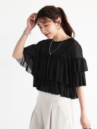 Vin/ヴァン Vin フリルメッシュクロップドブラウス/506363645