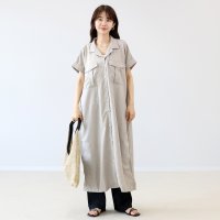 Aletta vita/アレッタ ヴィータ Aletta vita リネンライク両ポケシャツワンピース/506363898