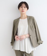 INDIVI/【洗える／UVケア／接触冷感／SETUP可能】麻混ノーカラージャケット/506365357