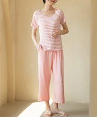 SAISON DE PAPILLON/セゾンドパピヨン SAISON DE PAPILLON ボーダーTシャツと七分丈パンツのセットパジャマ/506365785