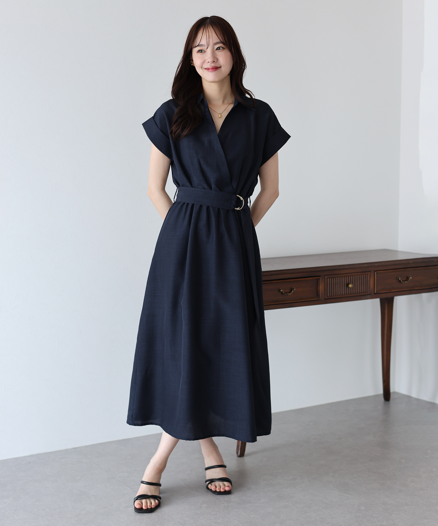 ブルーイースト BLUEEAST カシュクールシャツワンピース