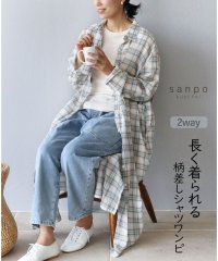 sanpo kuschel/サンポクシェル sanpo kuschel 長く着られる柄差しシャツワンピ/506366228