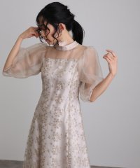 PourVous/プールヴー PourVous 結婚式パーティードレスパフスリーブミモレ丈&七分袖セレモニーフォーマル ワンピース 20代 30代 40代/505758184