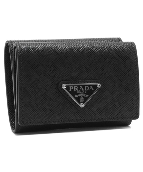 PRADA 折り財布 サフィアーノ レザー 良好 メタルロゴ リップ NERO 黒