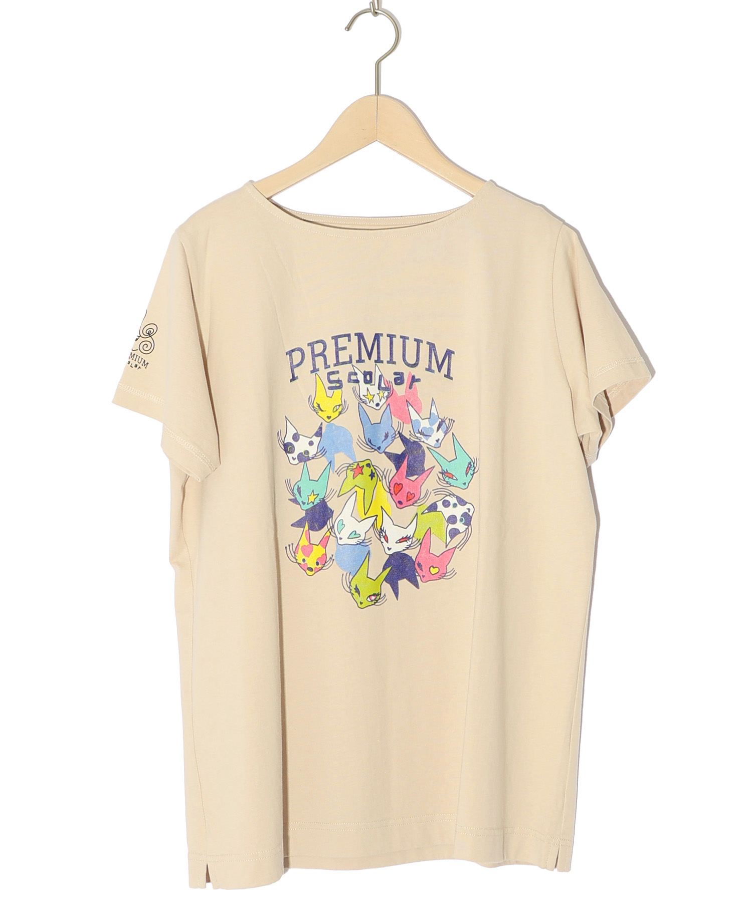 SCOLAR カラフル猫デザイン Tシャツ Mサイズ セール 50%OFF】スカラー ScoLar カラフルなネコ柄Tシャツ