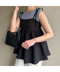 JUNOAH/ジュノア JUNOAH リップルバックリボンキャミソールトップス/506372699