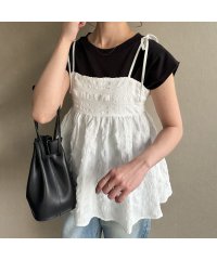 JUNOAH/ジュノア JUNOAH リップルバックリボンキャミソールトップス/506372699