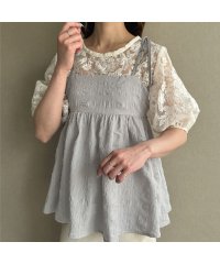 JUNOAH/ジュノア JUNOAH リップルバックリボンキャミソールトップス/506372699