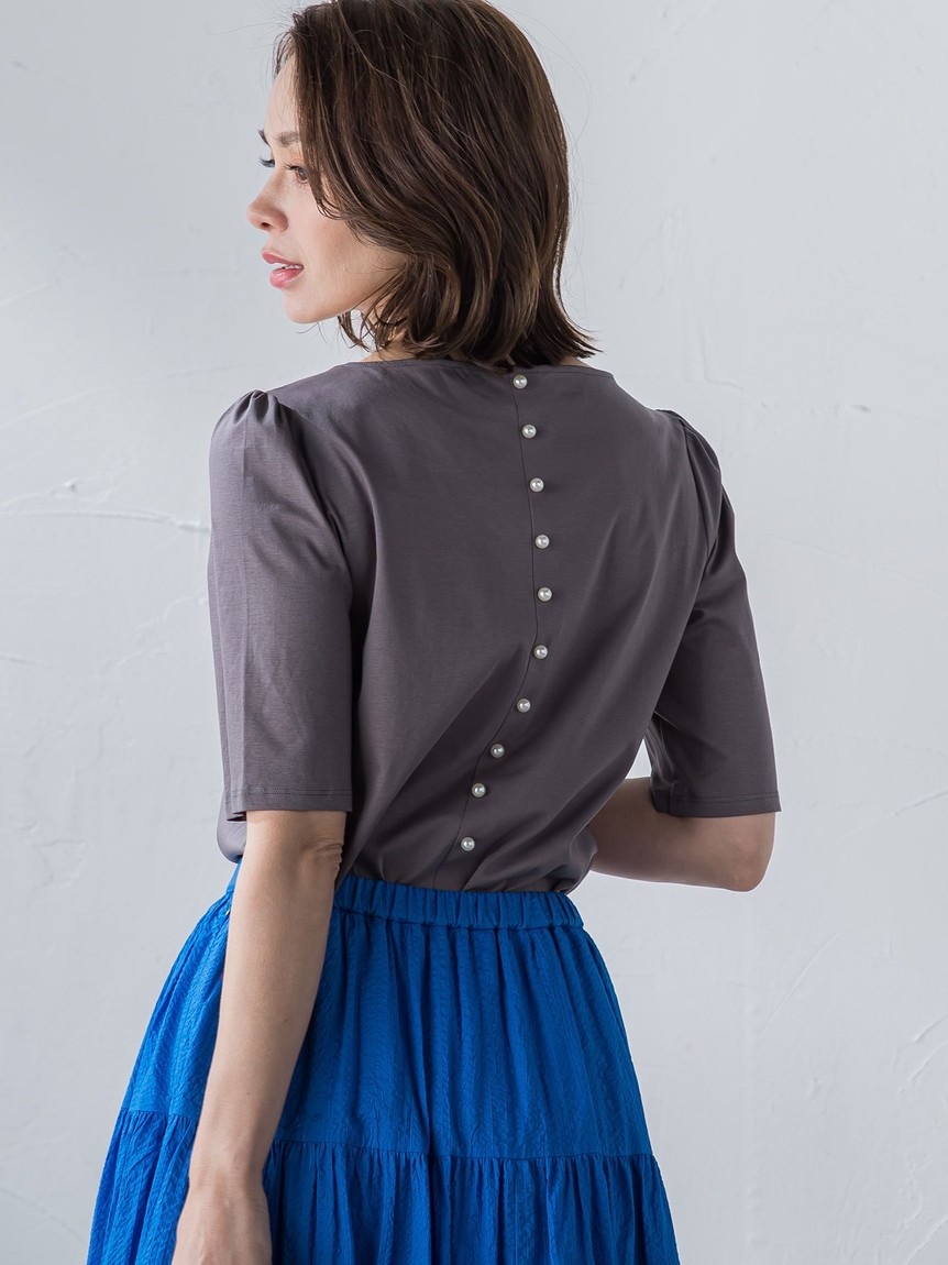 VIAGGIO BLU - ビアッジョ ブルー  袖パールカットソー セール】 【WEB限定カラーあり】袖パールニット≪手洗い可能