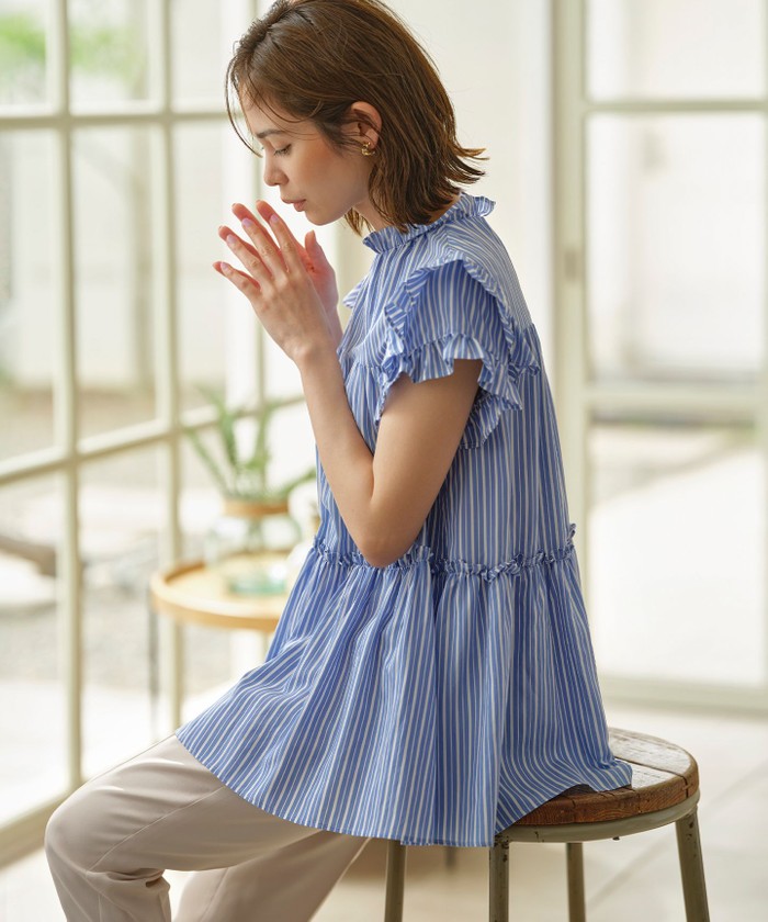 お買い得商店街 WEB限定】ナイロンレーヨン チュニック ブラウス(506392045 トップス