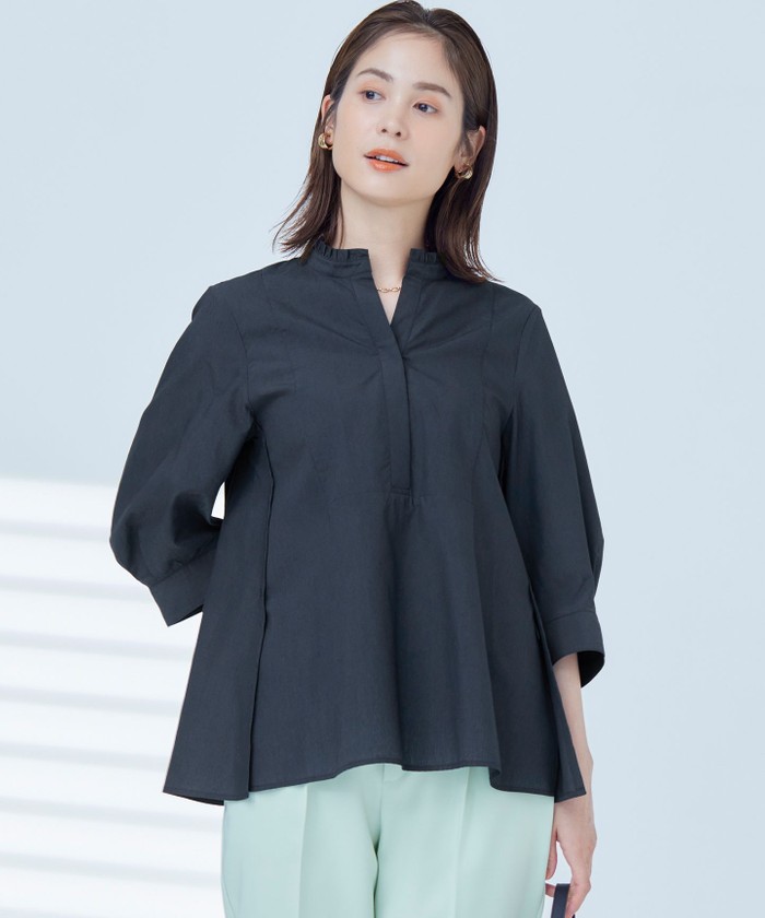 組曲　ナイロンレーヨン チュニック ブラウス ネイビー　サイズ5 セール 20%OFF】【WEB限定】ナイロンレーヨン スキッパー