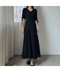Louere/ルエレ Louere Louere 楊柳ギャザースリーブVネックワンピース【ペチスカートセット】/506392457