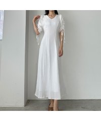 Louere/ルエレ Louere Louere 楊柳ギャザースリーブVネックワンピース【ペチスカートセット】/506392457