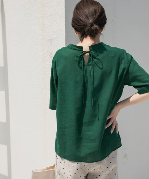 クーポン】【セール 30%OFF】リネンコットンバックリボン