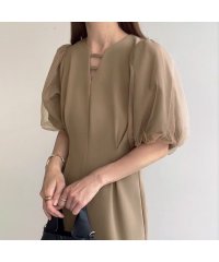 FILLOU/フィルー FILLOU FILLOU チュールスリーブタイトワンピース【ペチスカートセット】/506399171