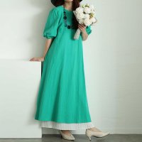 Sawa a la mode/サワアラモード Sawa a la mode 推し色見つかるふんわり袖カラーワンピース/506401342