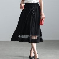 Sawa a la mode/サワアラモード Sawa a la mode 爽やかな風を感じるシフォン切替フレアスカート/506401350