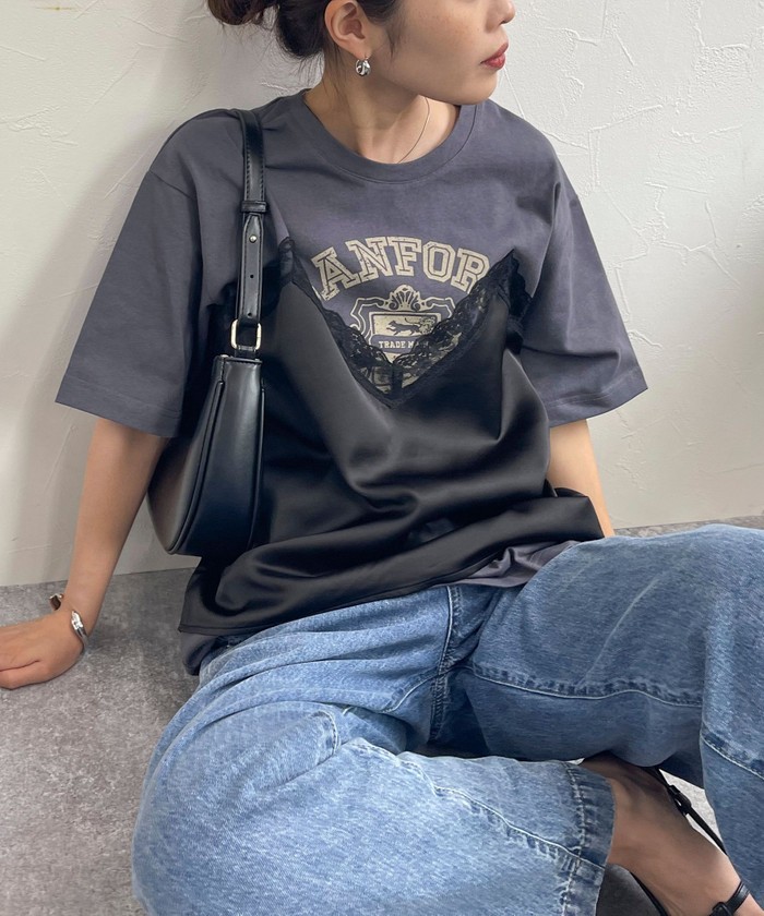 tシャツ EMILY IN PARIS × FUDGE / STRIPE L/S TEE レディース Emily In Paris Womens T-Shirt in White | Mono Typography