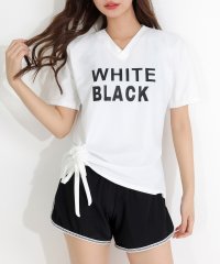 TeddyShop/テディショップ Teddyshop レディース水着 半袖英字ロゴトップス+スポーティビキニ 上下3点セット【返品不可商品】/506405378