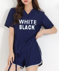 TeddyShop/テディショップ Teddyshop レディース水着 半袖英字ロゴトップス+スポーティビキニ 上下3点セット【返品不可商品】/506405378
