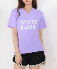TeddyShop/テディショップ Teddyshop レディース水着 半袖英字ロゴトップス+スポーティビキニ 上下3点セット【返品不可商品】/506405378