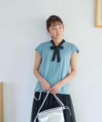 CARA　O　CRUZ/キャラ・オ・クルス CARA O CRUZ 洗える バイカラーボウタイフレンチスリーブトップス/506263136