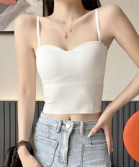 shoppinggo/ショッピングゴー shoppinggo 背中あき キャミソール ショート丈 カップ付 キャミタンクトップ ブラ 白 黒 パット付 バックオープン 結婚式 見せブ/506413252