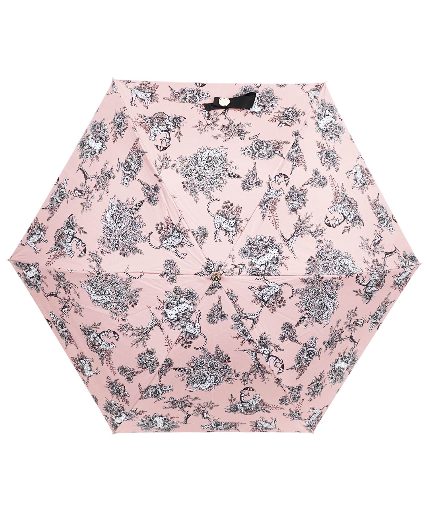 ビューランスBeaurance 晴雨兼用折りたたみ傘新品ピンクベージュ花柄