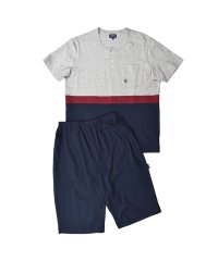 NEWYORKER HOME/ニューヨーカーホーム NEWYORKER HOME ルームウェア 部屋着 セットアップ ナイトウェア メンズ 半袖ヘンリーネックパジャマ グレー ネイビー 06/506419470