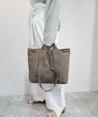 UNGRID bag/アングリッド Ungrid 撥水.防水.軽量ソフトナイロン ロゴテープ 牛革ハンドル 2WAY 巾着トートバッグ/506419916